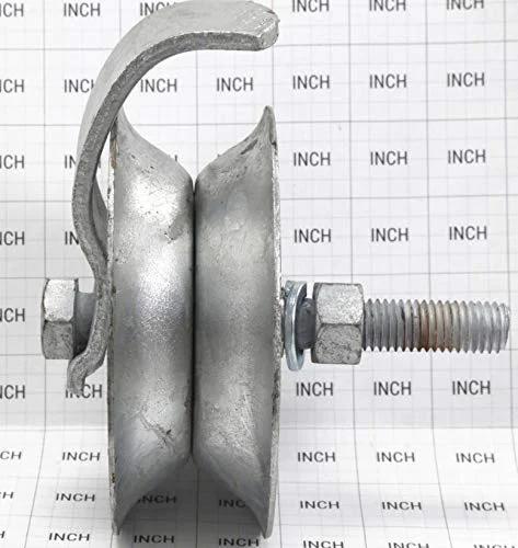 5-inch galvanized steel pipe track roller for 1 5/8-inch O.D. pipe, bolt-on.