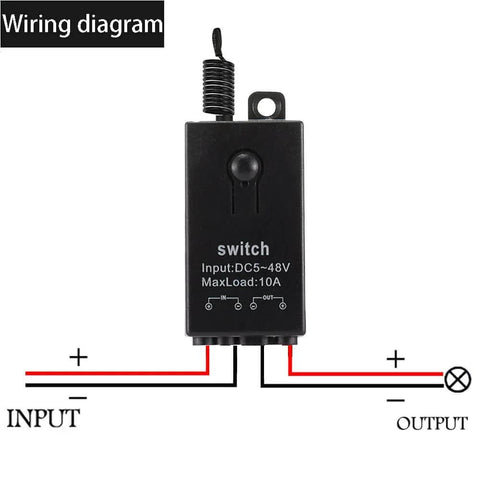 Wiring diagram for Heavy Duty 12V Wireless Remote Relay Switch Kit With 328 Feet Range For Cars Motors LED Lights And Fans