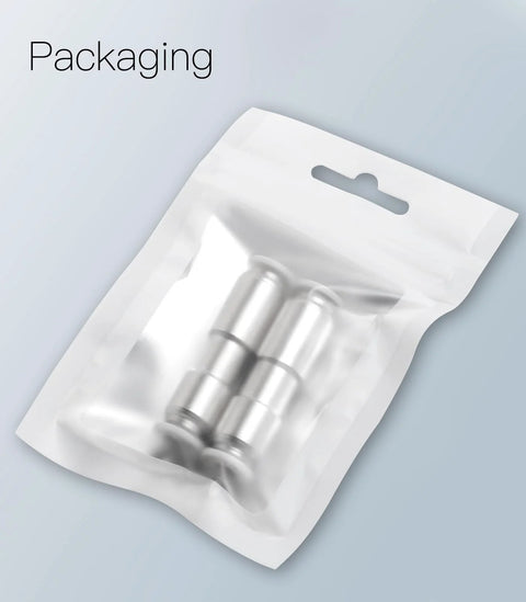 Metal aquarium check valves, two stainless steel fittings in blister packaging