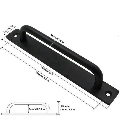 Black Aluminium Alloy Barn Door Handles Set of 2, 7 Inch Sliding Door Pull Handles with Plate for Closet and Gate Hardware