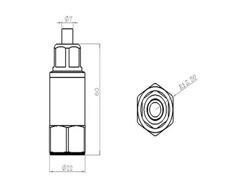 Technical drawing of Compact Piezoelectric Intrinsically Safe Vibration Acceleration Sensor With Long Service Life Easy To Install And Lightweight Small Size