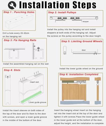 Installation steps for Ultra Smooth Soft Close Aluminum Sliding Door Track Kit, showing tools and components.