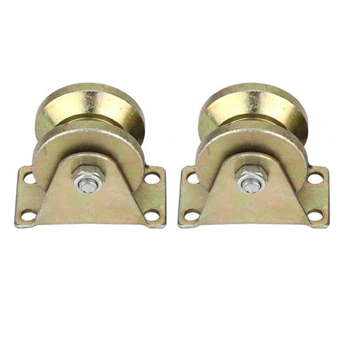 Two Pack Heavy Duty V Groove Sliding Gate Rollers For Industrial Doors And Track Rails, Smooth Quiet Operation, Squeak-Free Steel.