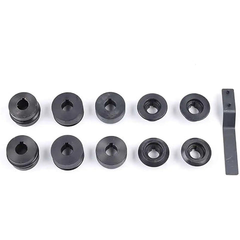 Manual Sheet Metal Bead Roller Machine 22 Gauge Hand Crank Beading Tool With 6 Dies Kit, shown with interchangeable dies and handle.