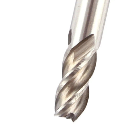 Close-up of 6mm 4 Flute End Mill Set With Straight Shank HSS Spiral End Milling Cutter for wood and metals heavy duty machining