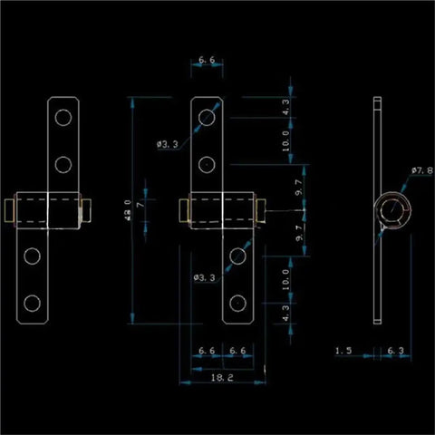 Technical drawing of 0.1N.m Torque Friction Positioning Hinge 19mm Length Left Side Ideal For Cabinets And Doors, showing dimensions.