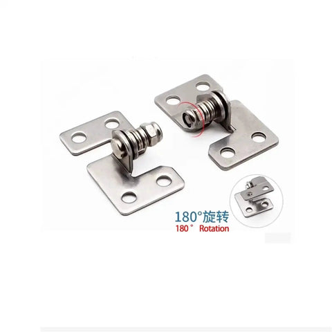 Stainless steel adjustable torque stop hinge, left, 2.0 N.m, 180° rotation, mounting plates.
