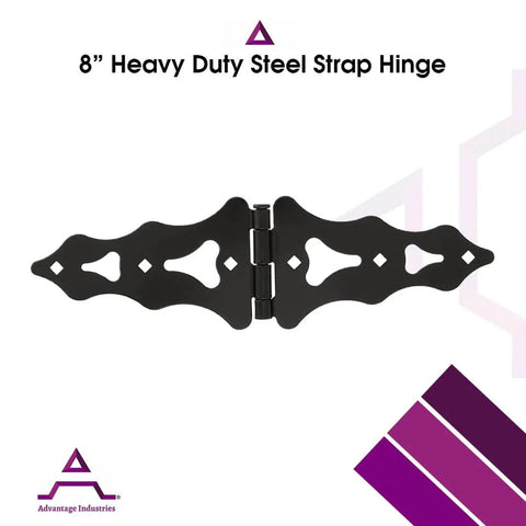 Heavy Duty 8 Inch Strap Hinges Decorative And Traditional Style For Wood Gates Sheds And Barn Doors Zinc Plated Black Finish