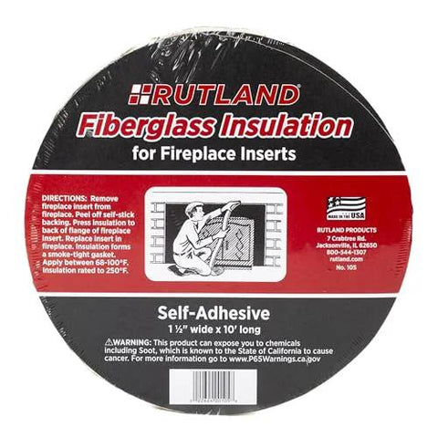 Rutland fiberglass insulation for fireplace inserts, self-adhesive, 1-1/2-in by 10-ft, yellow
