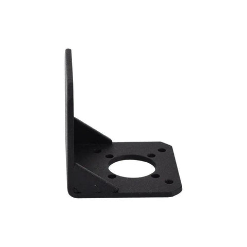 Side view of Budget NEMA 17 Stepper Motor Mounting Bracket made from steel alloy with a tough plastic finish and four extra holes for geared motors.