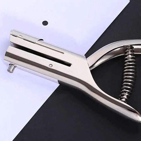 One Hole Metal Punch Tool For Crafts On The Go Circle Slot Handheld Punch punching paper showing 3mm hole