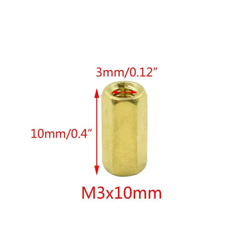 Brass Hex Standoff Spacers M3x10mm Female Thread 10mm Length Hexagonal Pillar Nuts For DIY Electronics Mounts Durable