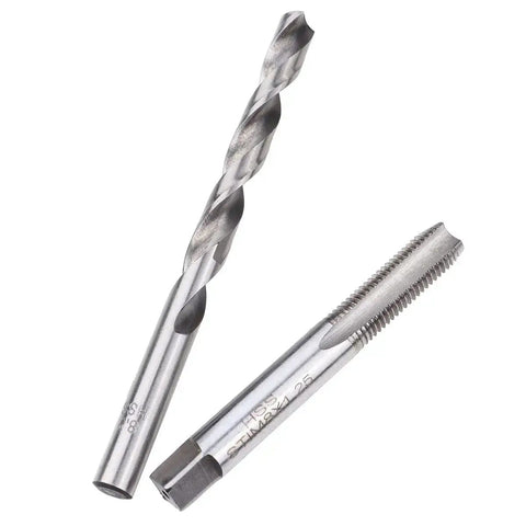 Heavy Duty M8 Helicoil Thread Repair Kit With 25Pcs Stainless Steel Inserts, Drill Bit, Tap, Insertion Tool, Hex Wrench And Breakoff Tool For Restoring Damaged Threads, M8 X 1.25mm, Pro Grade For Auto And Machinery Repairs, showing drill bit and tap
