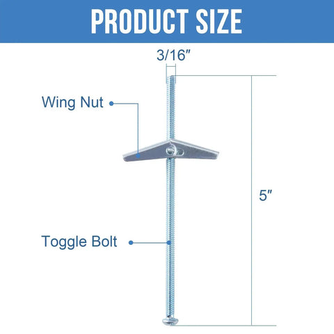 Three Sixteenth Inch By Five Inch Toggle Bolts Twelve Pieces For Drywall Heavy Duty Butterfly Anchors For Hollow Walls