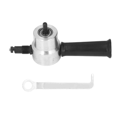Beast Dual Head Metal Nibbler Drill Attachment For Aluminum And Steel Sheets, shown with handle and wrench