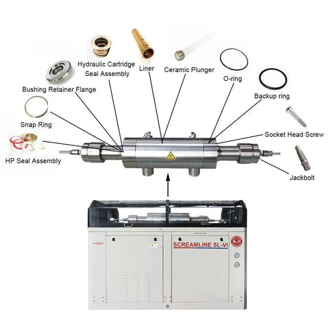 Proximity Switch For Waterjet 100HP And 100S Machines, Durable Waterjet Spare Part With Long Service Life, 05130224 20453925 Compatible Sensor Replacement, Silver Finish, High Reliability And Easy Fit displayed with components in diagram.