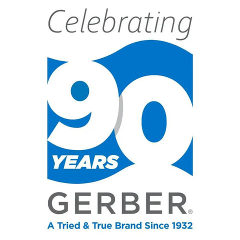 Gerber Plumbing 90th anniversary logo, featuring the number 90 in blue and text 'A Tried & True Brand Since 1932' below.