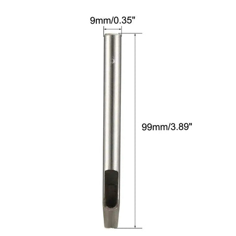 Heavy Duty Heart Shaped Hole Punch Die Cutter 6mm Diameter Durable Carbon Steel for DIY Crafting, shown with dimensions 99x9mm.