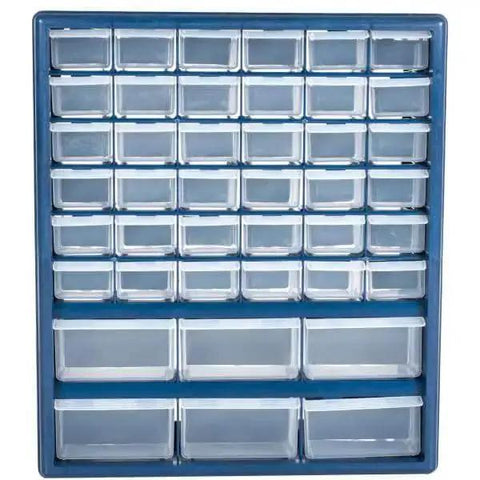 Durable 42 Compartment Plastic Storage Drawer Organizer For Desktop Or Wall Mount Clear See Through Drawers