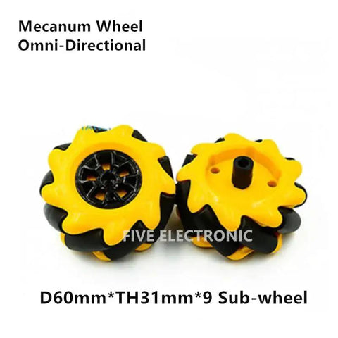 Mecanum Omni-Directional Wheel Set For Robot Car In 48mm 60mm 80mm And 97mm Sizes With Nine Sub-Wheel ROS Tyres front view