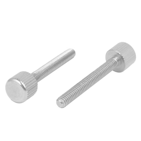 Stainless Steel Flat Head Knurled Thumb Screws M4 x 30mm 37mm Total Length 0.7mm Pitch Six Pack For PC Cases And Panel Installations Silver Tone