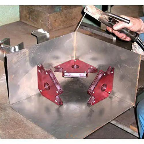 Five Inch Angle Welding Magnets Four Pack Built Tough Heavy Duty 75 Pound Arrow Shaped Holders used in metal assembly