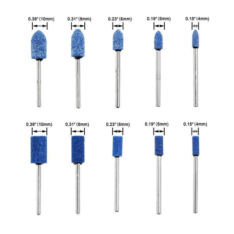 Aluminum Zirconia Abrasive Mounted Grinding Bits Set For Rotary Tools One Eighth Inch Shank 44 Mm Length With 4 5 6 Mm Head Diameters