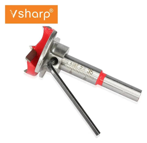 Carbide Hinge Hole Opener Drill Bit Set For Woodworking, Positioning Hole Saw With 35mm Size, includes hex wrench
