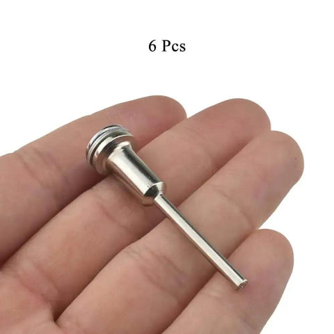 One Eighth Inch Cut Off Wheel High Speed Steel Screw Mandrel Shank Holder Rotary Tool Bit Set in hand showing size