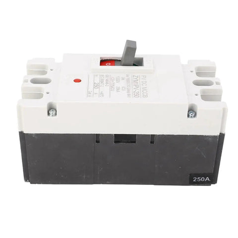 Front view of Two Pole DC Miniature Circuit Breaker 1000V 250A Molded Case Switch, 20kA Breaking Capacity, Built Tough From Thermosetting Material