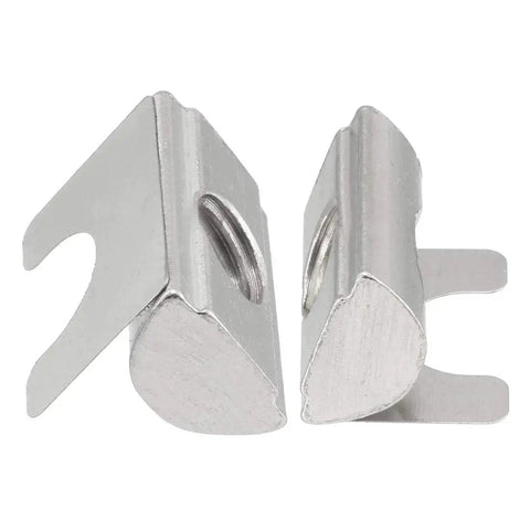 Roll In Spring M8 T Nuts For Aluminum Profiles 3030 4040, carbon steel nickel plated, side view, fits 8mm groove