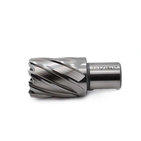 Side view of the 1-1/16 Inch Annular Cutter For Magnetic Drill Press, 1 Inch cutting depth, 3/4 Inch Weldon Shank by OSCARBIDE.