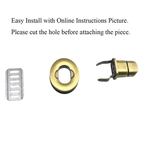 Turn Lock Purses Closure 1.1 Inch Antique Brass Clip For Wallets Briefcases Clutches And Handbags Easy Install With Online Instructions Sturdy Metal Twist Clasp Two Sets With Washers By HAHIYO parts layout