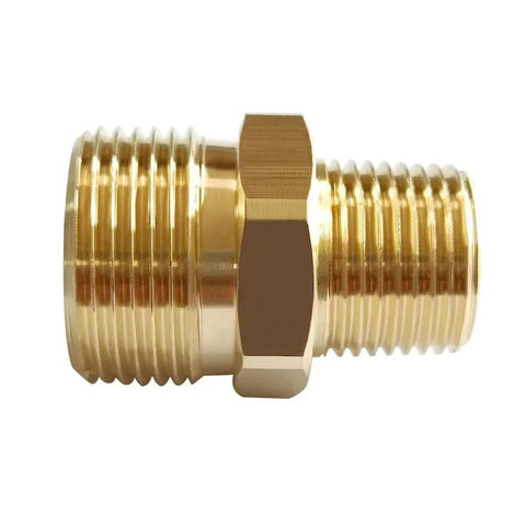 Beefy Brass Pressure Washer Coupler Set M22 14mm To Three Eighths NPT Male Thread Universal Connector Side View