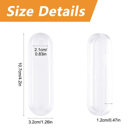 Size dimensions of Clear PU Self Adhesive Recessed Finger Pulls 4 Pack Oval Sliding Door Handles for glass doors and cabinets