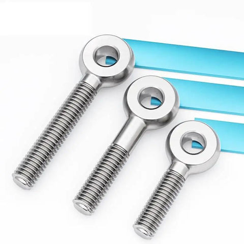 2 Pack 304 Stainless Steel M12 90mm Machinery Shoulder Swing Lifting Eye Bolts For Heavy Lifting And Rigging Durable Eye Bolts With 10.2mm Hole And 19.5mm Ring Ideal For Hoists Cranes And Workshop Use, shown from side view