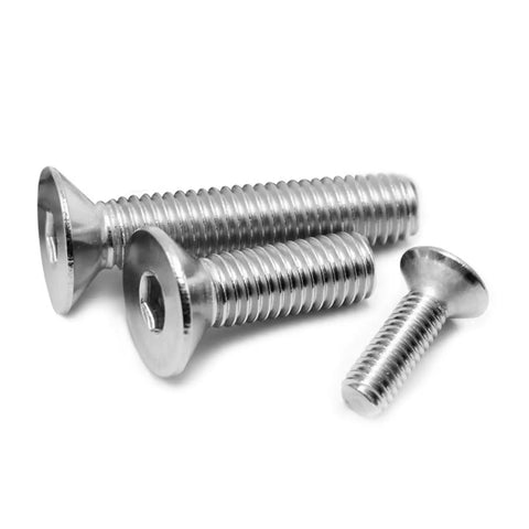 3/8-16 Inch Flat Head Hex Socket Cap Screws Countersunk Bolts With Allen Drive 304 Stainless Steel 18-8 Bright Finish Fully Threaded 4 Inch Length 6 Pack Built Tough