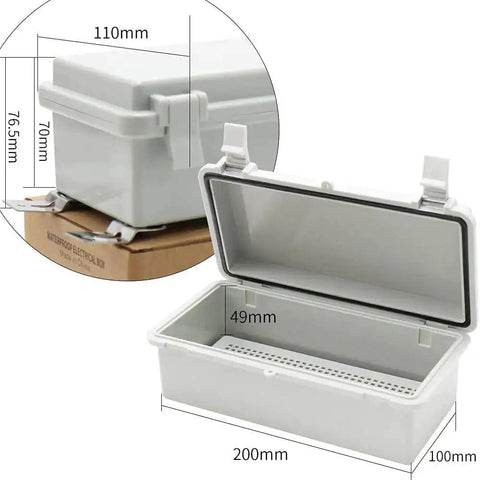 Small Electrical Junction Box with Cover Waterproof Outdoor Hinged Plastic Clip 7.9-Inch By 3.9-Inch By 2.8-Inch open