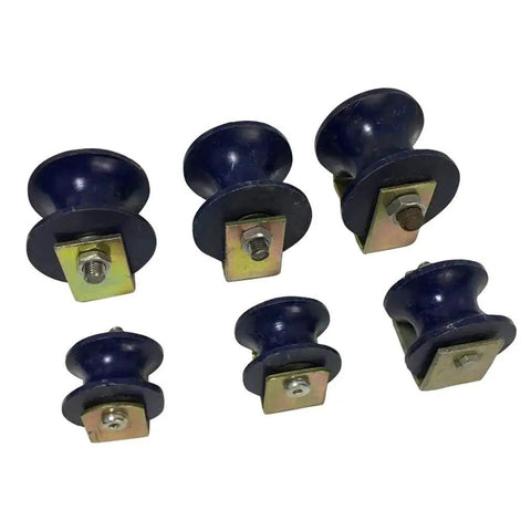 Set of heavy duty U groove wheels for barn doors and industrial equipment, cast iron roller wheels with built in double bearings for smooth sliding.