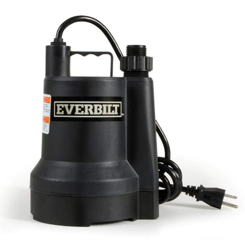 Everbilt SUP54-HD 1/6 HP plastic utility pump, black, corded