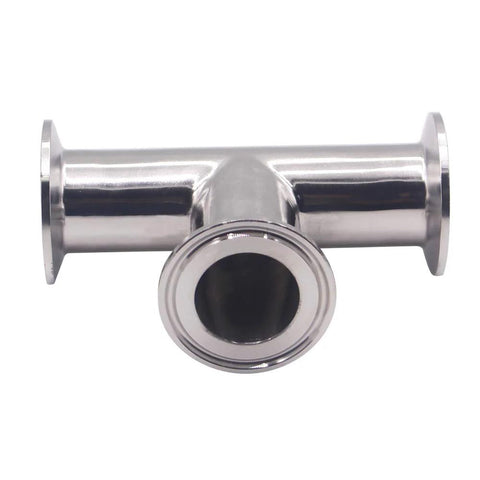 Clamp tee, stainless steel 304, 3-way tri-clamp fitting for 1.5 inch (38 mm) pipe OD.