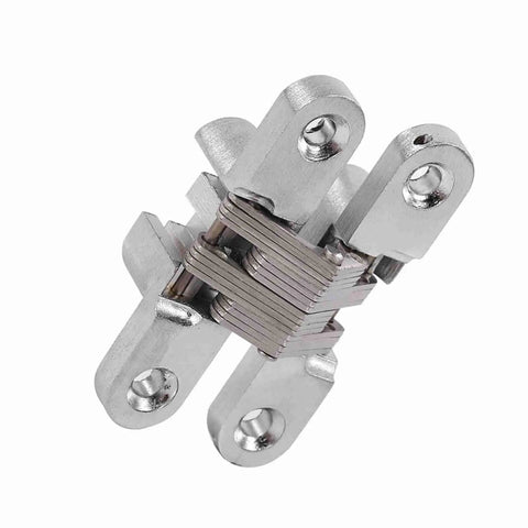 180 Degree Zinc Alloy Hidden Folding Door Cross Hinges For Cabinets And Sliding Doors, rustproof, heavy duty, seamless installation shown.