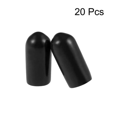 Twenty Pack Rubber End Caps For One Quarter Inch Inner Diameter Six Millimeter Vinyl Round Tube Bolt Cap Covers, 20 Pcs, Black