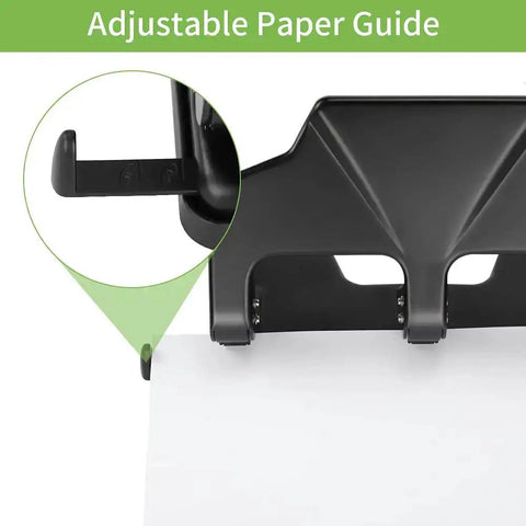 Heavy Duty Three Hole Punch For Binders, 40 Sheet Capacity, with adjustable paper guide for precise hole alignment