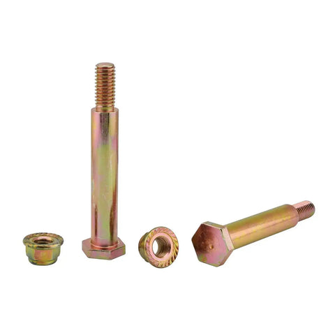 Two Sets Of Deck Wheel Bolts With Lock Nuts For Wide Deck Wheels Three Eighths By Sixteen Threads With Two And Five Eighths Inch Shoulder
