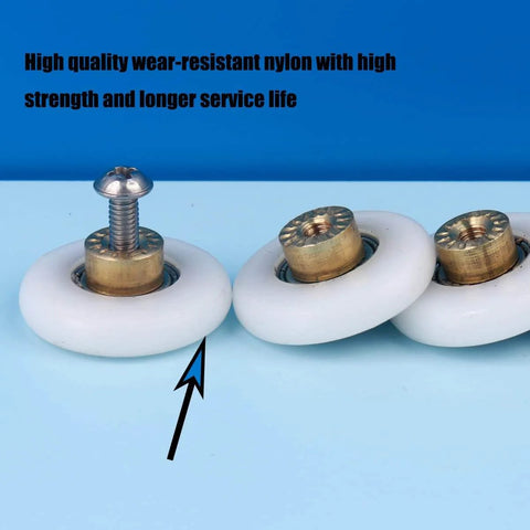 Six Pack Shower Door Rollers Wheels Replacement Kit For Glass Bathroom Doors, Quiet Smooth Sliding Runner, Copper POM Wheel With Stainless Steel Screws
