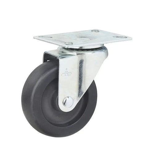 Beefy Heavy Duty High Temperature Bakery Oven Rack Casters Set with four inch wheels and 1-3/8 inch mounting plate.