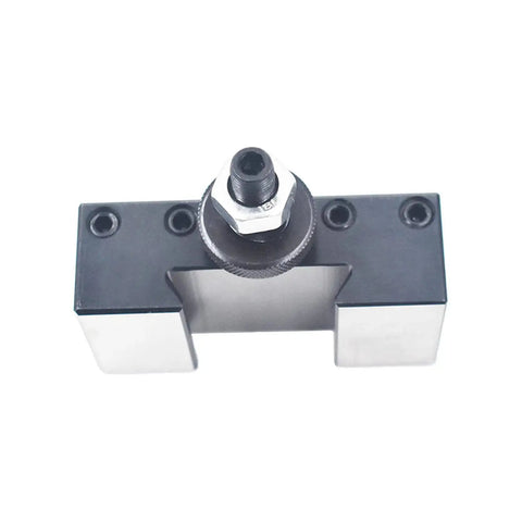 Top view of wedge type piston quick change tool holder for boring and turning on CNC lathes and mini lathes, built from rigid steel.