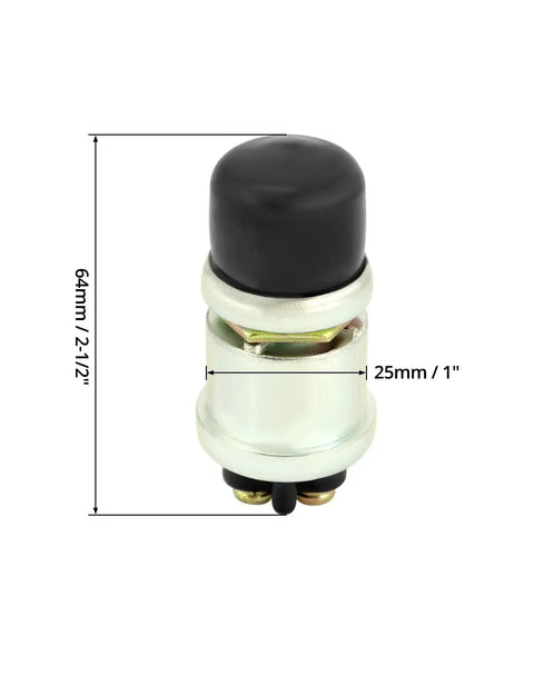 12V 50A Momentary Engine Start Push Button with rubber seal for cars, trucks, and boats, 25mm diameter, 64mm height