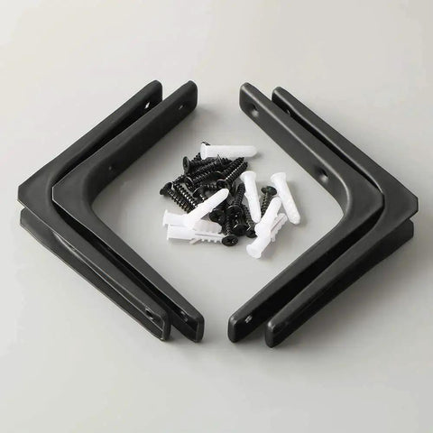 4 Pack Iron Wall Shelf Brackets 4 x 4 Inch Heavy Duty Shelf Support And Joint Angle Brackets Matte Black with screws and anchors
